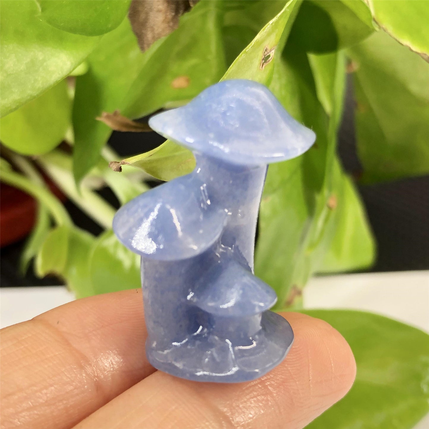 Natural Crystal Carved Blue Aventurine Mushroom Ornament