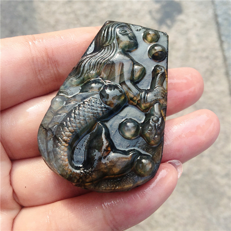 Crystal Mermaid Labradorite Rough Stone Carving