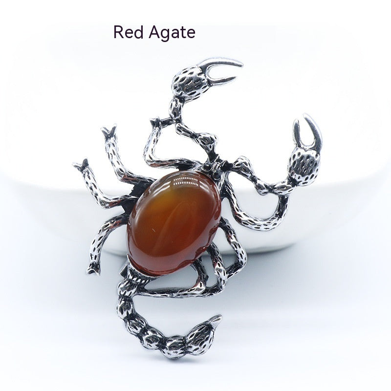 Crystal Agate Shell Scorpion Pendant