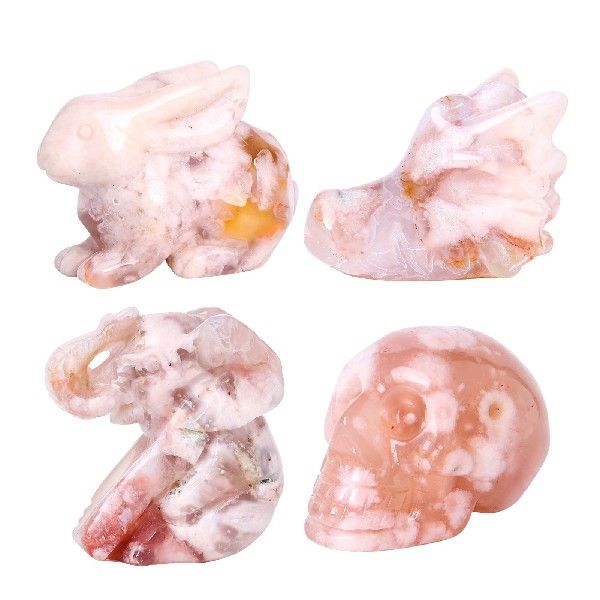 Crystal Animal Gemstone Ornament Cherry Blossom Agate