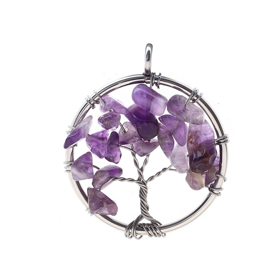 Natural Stone Crystal Life Tree Pendant