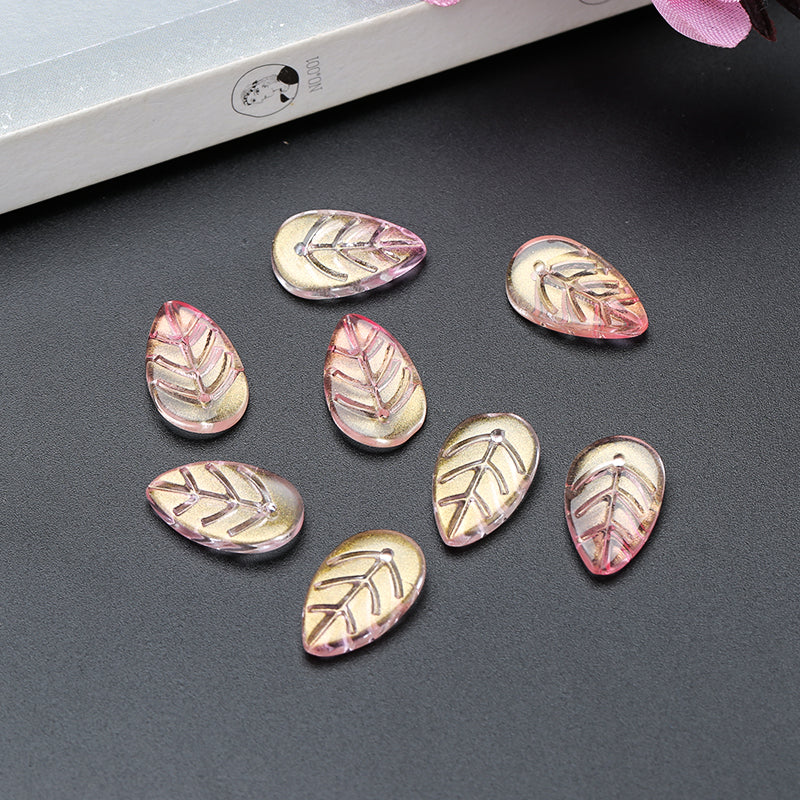 Ancient Wind Step Hairpin Diy Glazed Hairpin Headdress Crystal Glass Imitation Jade Leaves