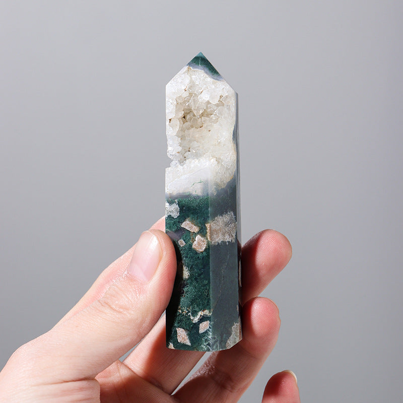 New Natural Crystal Agate Stone Pillar Ornament