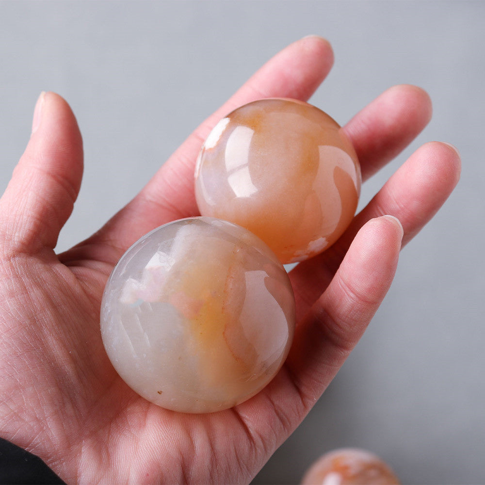 Natural Crystal Cherry Blossom Agate Crystal Ball Office Decoration