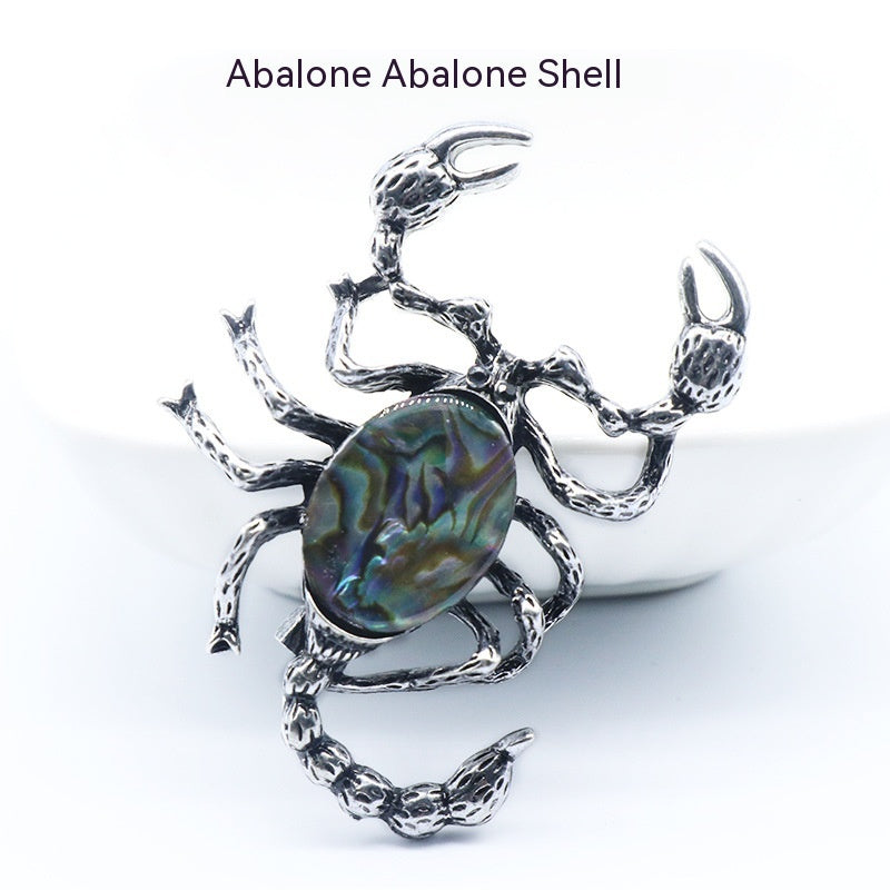 Crystal Agate Shell Scorpion Pendant