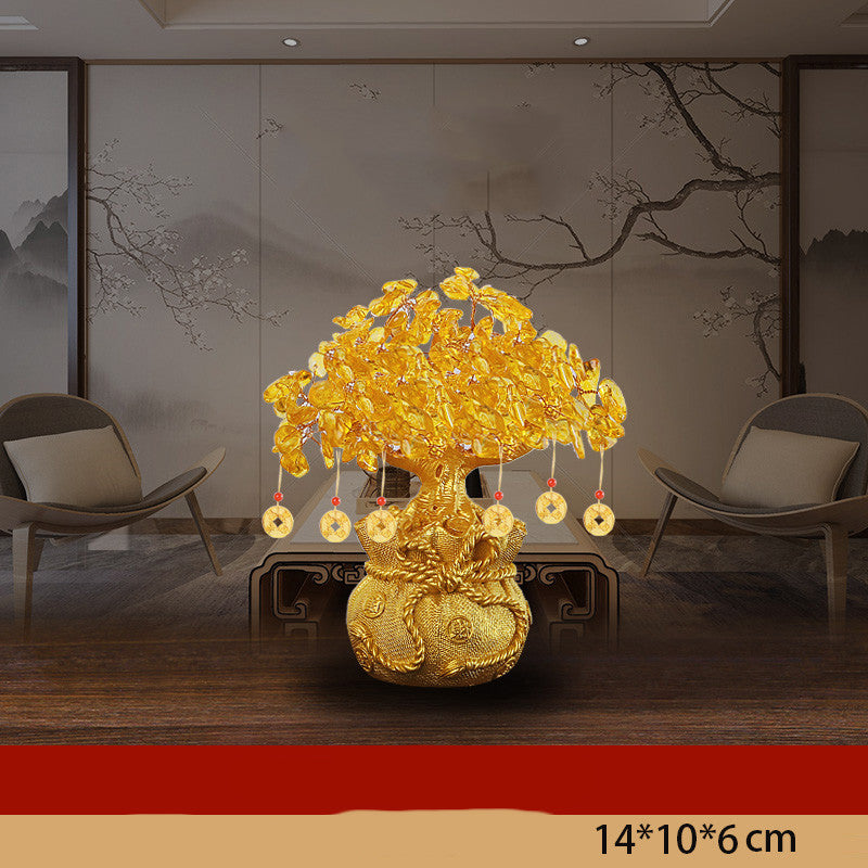 Citrine Fortune Tree Lucky Decorations Home Wine Cabinet  Living Room Shake Money