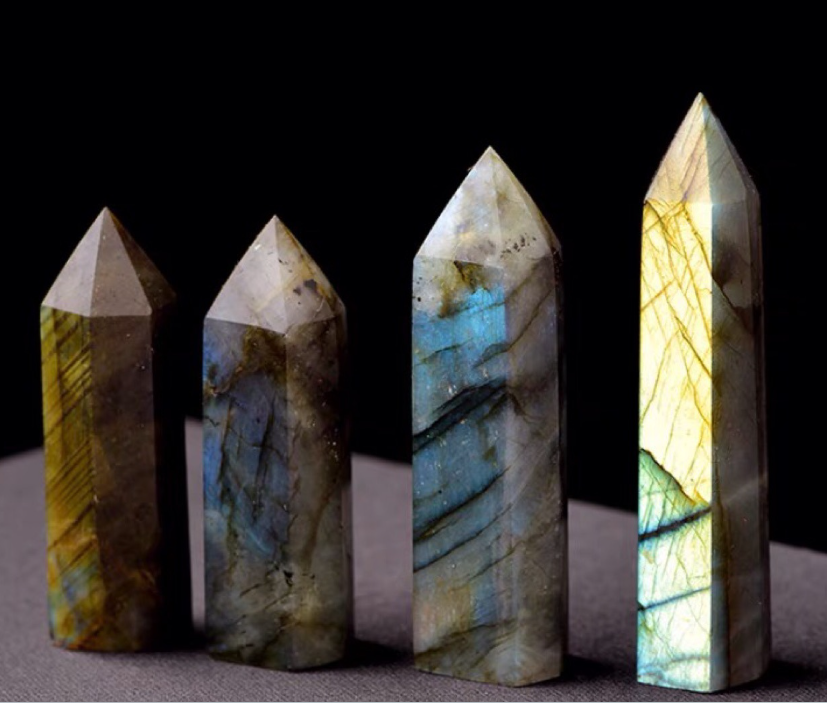 Natural Moonlight Labradorite Hexagonal Crystal Column