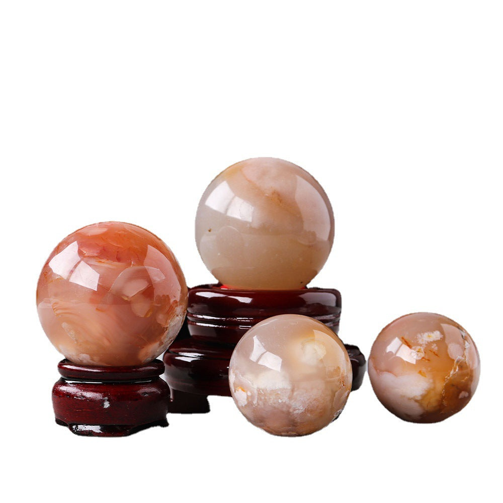 Natural Crystal Cherry Blossom Agate Crystal Ball Office Decoration