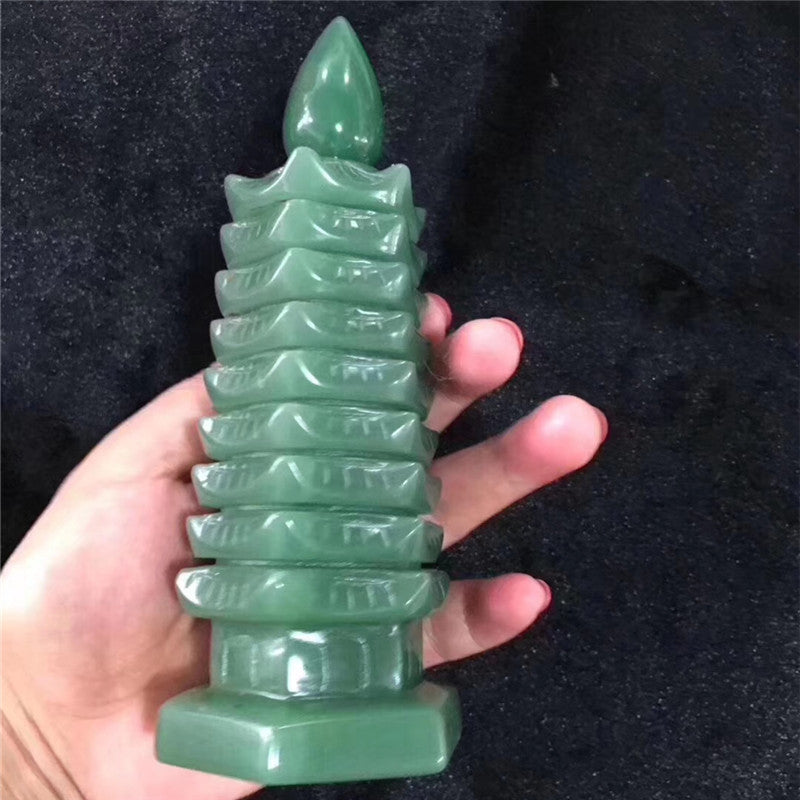 Natural Aventurine Jade Wenchang Pagoda Ornament