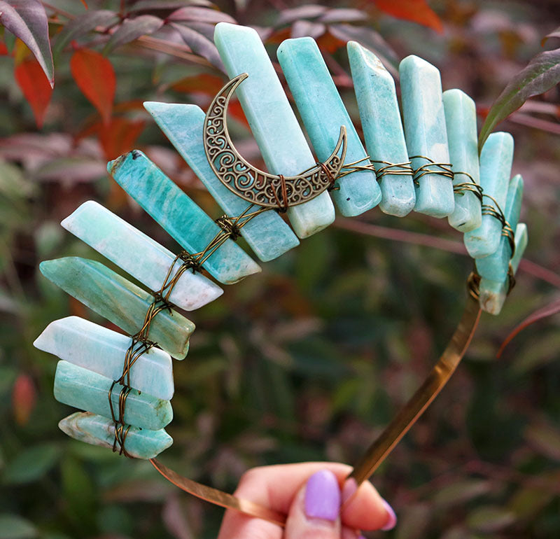 Natural Crystal Amazonite Gray Labradorite Accessories Headband