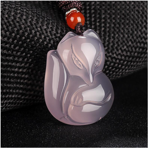 Fashion Chalcedony Agate Fox Pendant