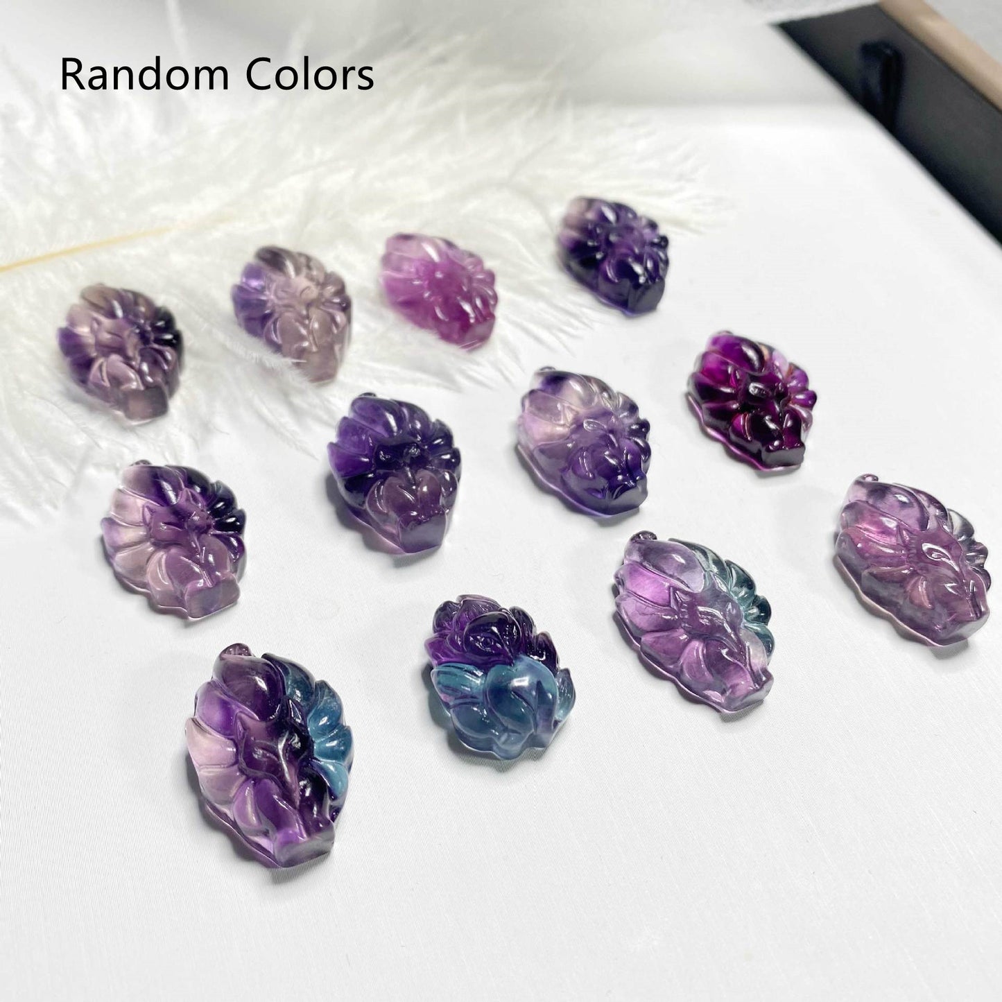 Colorful Fluorite Nine Tail Fox Shape Pendant Ornaments