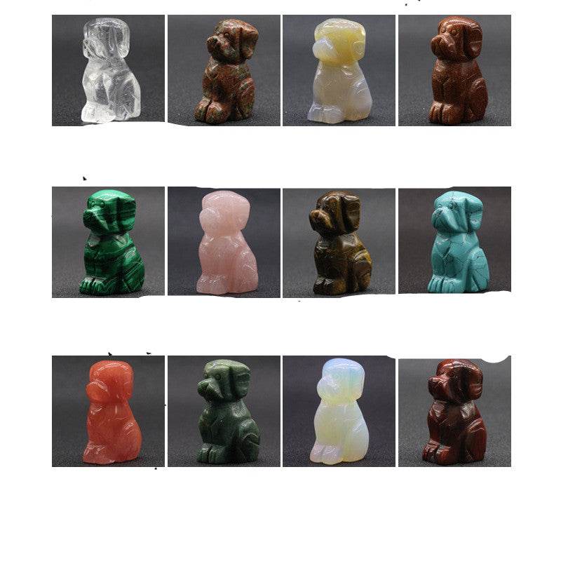 Crystal Gem Crafts Tiger Eye Onyx Carving Dogs 12 Mixed Colors Pack