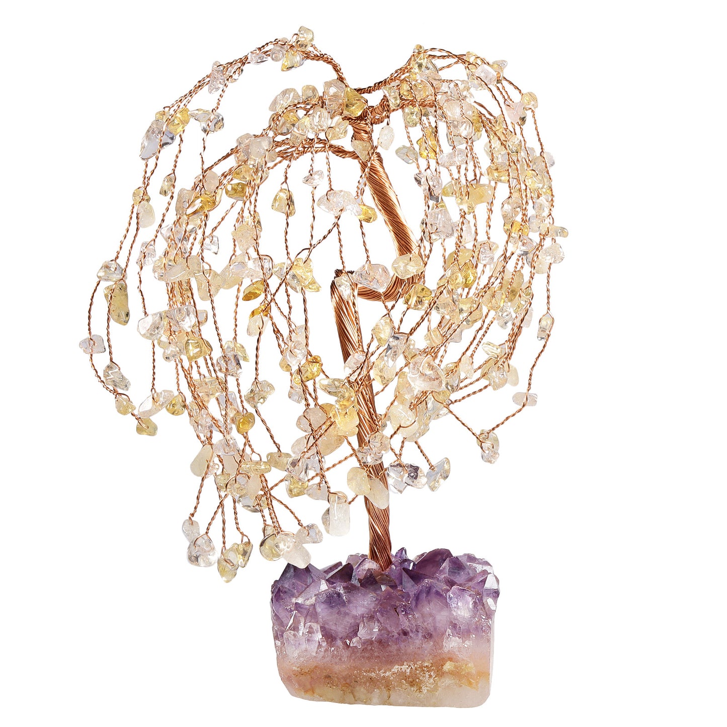 Natural Amethyst Ore Irregular Base Weeping Willow Crystal Desktop Decoration