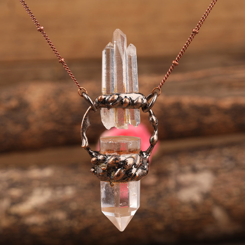 Natural White Quartz Crystal Pendant Lady