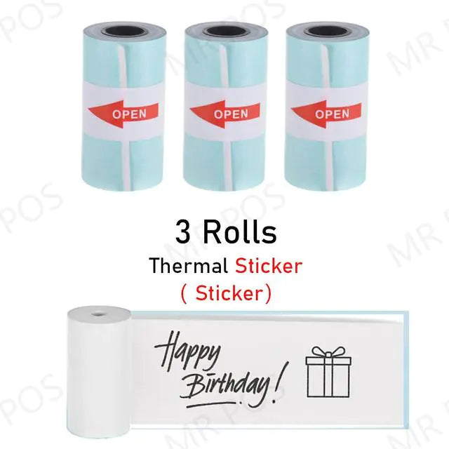 3 Rolls Thermal Paper Sticker Label