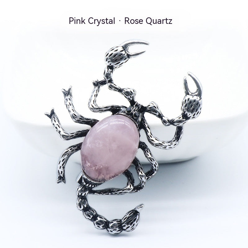 Crystal Agate Shell Scorpion Pendant