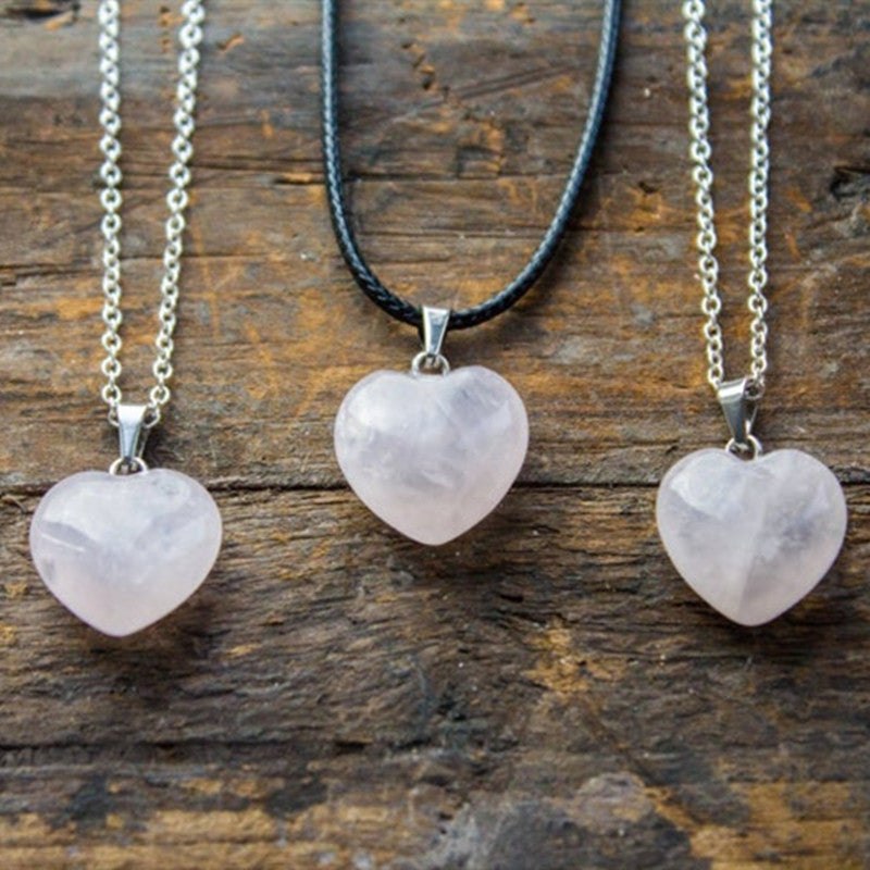 New Heart Crystal Natural Stone Necklace