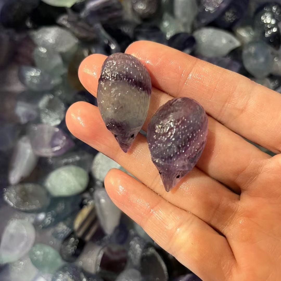 Natural Colorful Fluorite Raw Stone Hand-carved Crafts