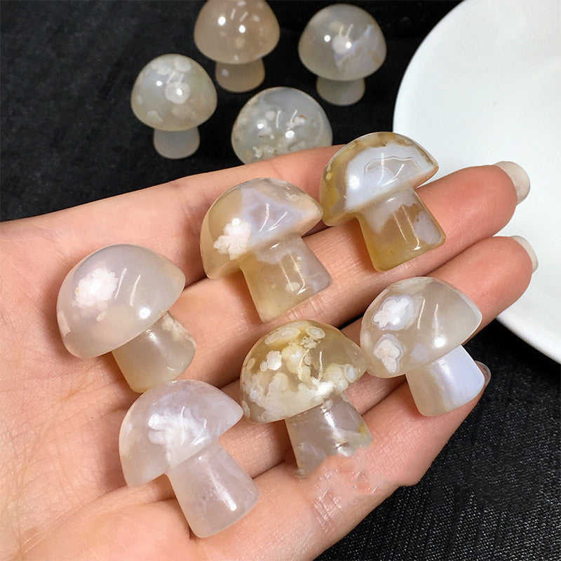 Natural Cherry Agate Small Mushroom Agate Crystal Ornaments Mushroom Children's Ore