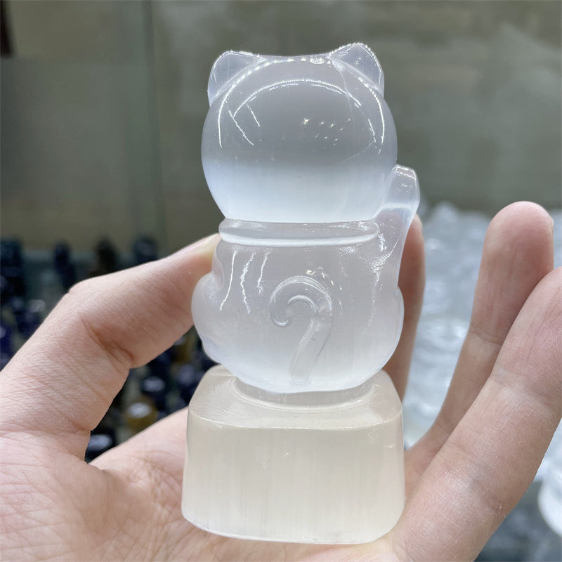 Fashion Personality Lucky Cat Rough Polished Crystal