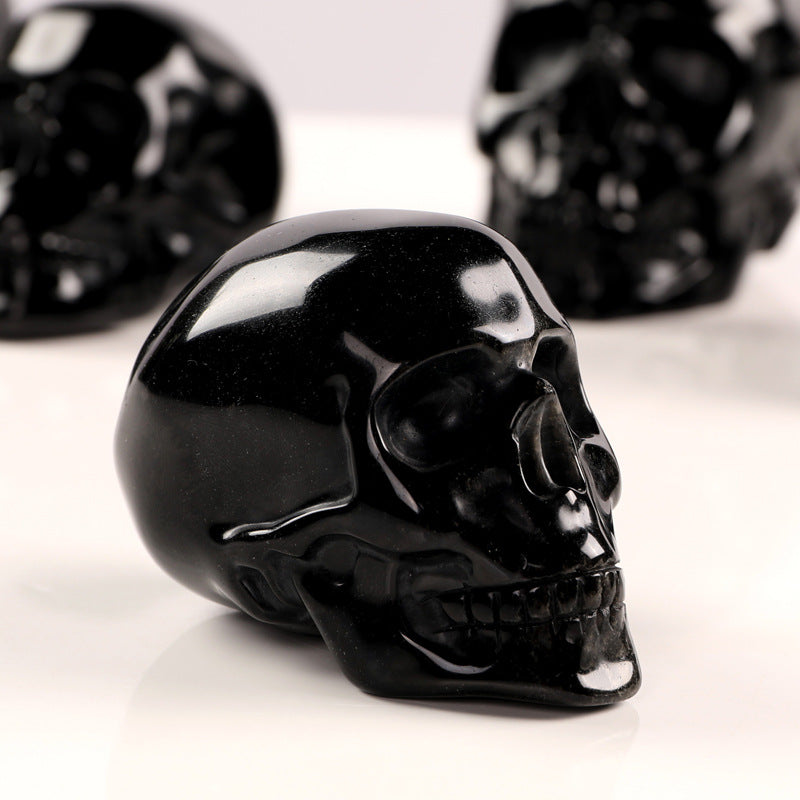 Obsidian Skull Obsidian Stone Bone Crystal Skull