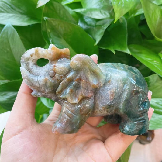 Natural Crystal Ocean Jasper Elephant