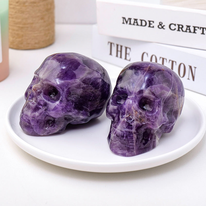 Natural Amethyst Skull Halloween Crafts Ornaments