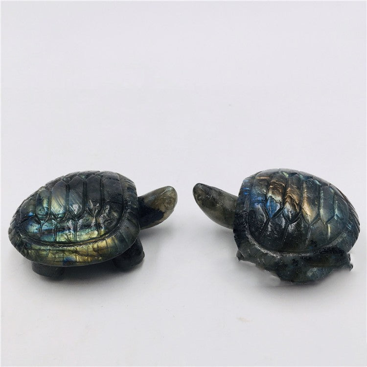 Labradorite Moonstone Carved Longevity Turtle Ornaments