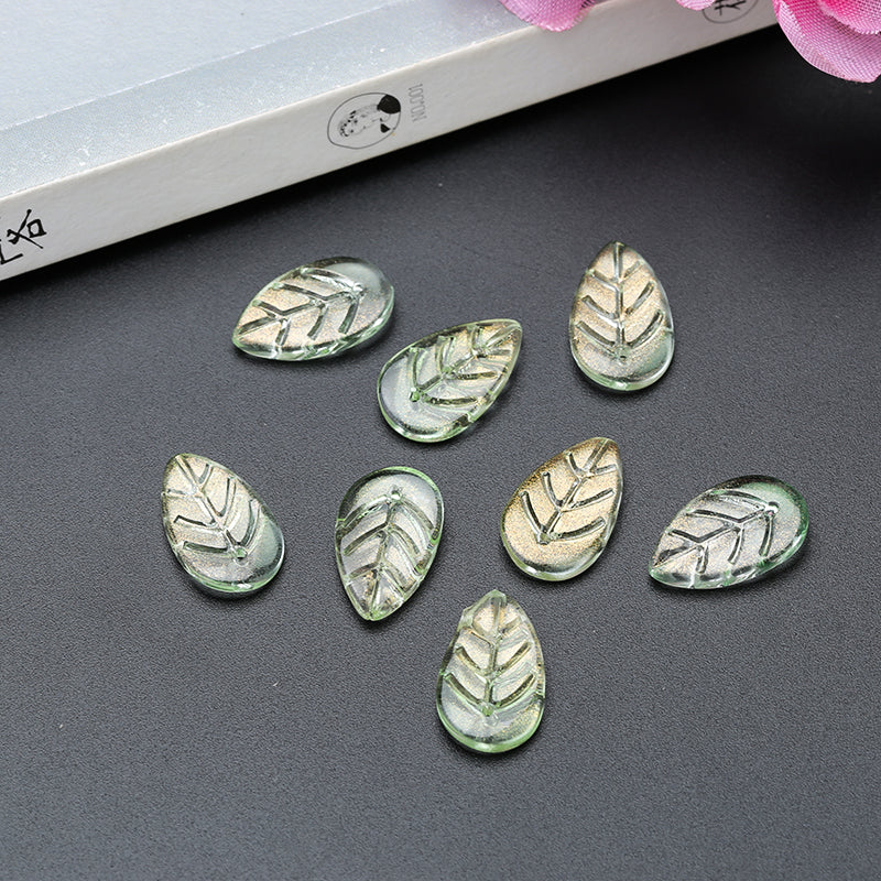 Ancient Wind Step Hairpin Diy Glazed Hairpin Headdress Crystal Glass Imitation Jade Leaves