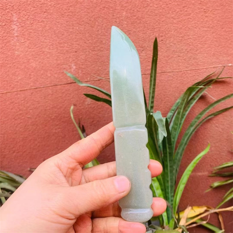 Natural Green Aventurine Dagger Carved Crystal Ornaments