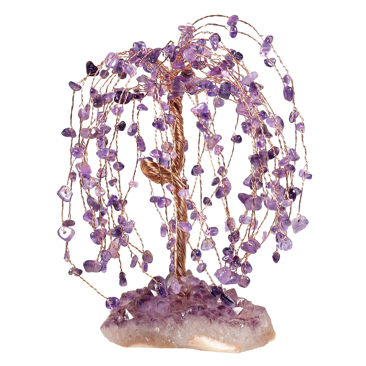 Natural Amethyst Ore Irregular Base Weeping Willow Crystal Desktop Decoration