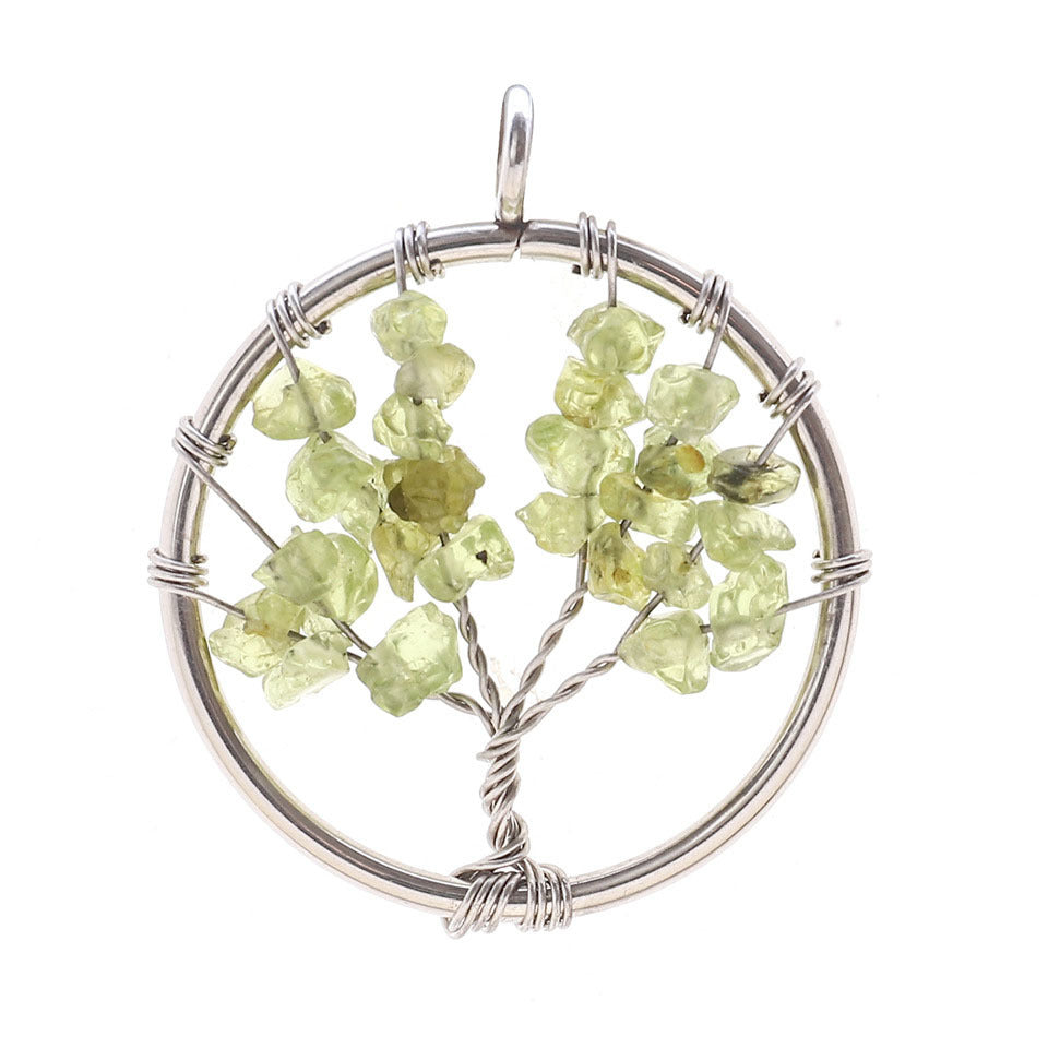 Natural Stone Crystal Life Tree Pendant