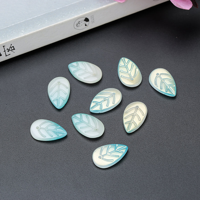 Ancient Wind Step Hairpin Diy Glazed Hairpin Headdress Crystal Glass Imitation Jade Leaves