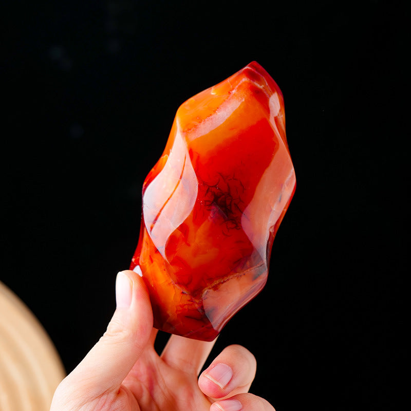 Natural Red Agate Crystal Stone Polished Office Home Decoration