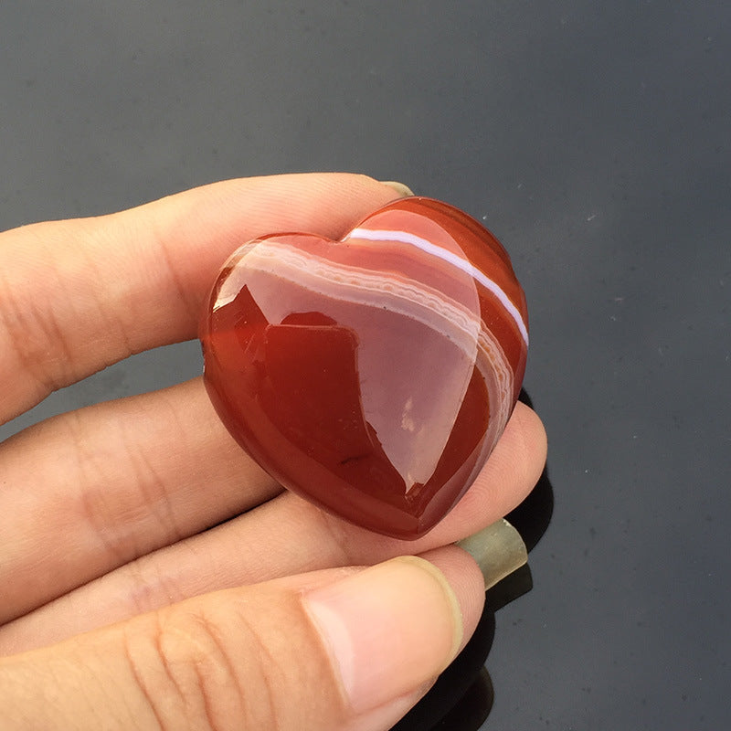 Natural Striped Onyx Stone Heart Pendant