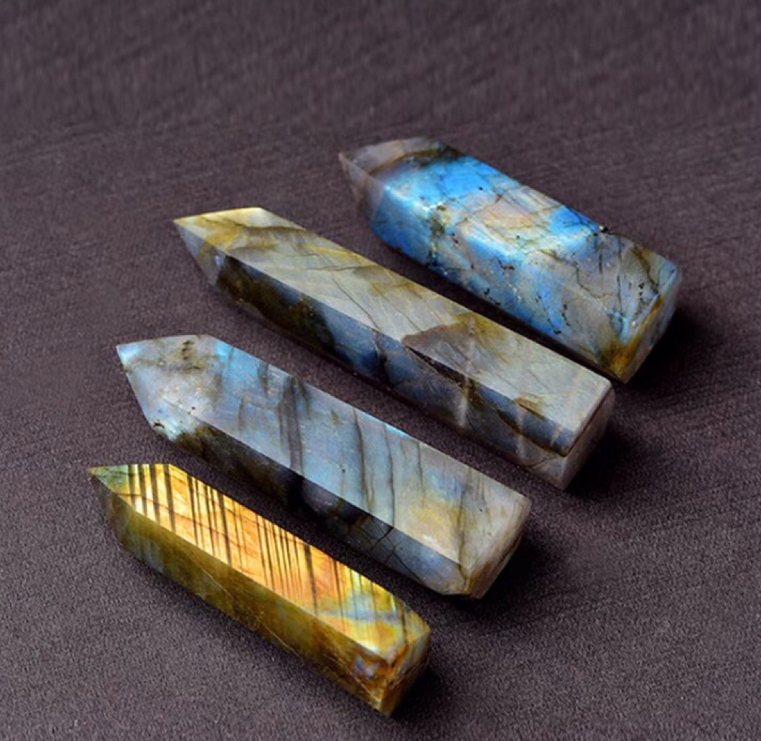 Natural Moonlight Labradorite Hexagonal Crystal Column