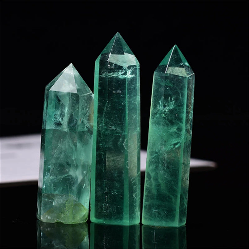 Natural Green Fluorite Hexagonal Single-pointed Column