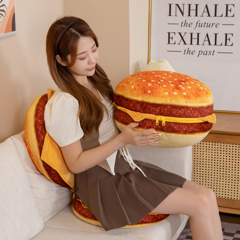 Simulation Cheese Beef Double Burger Cushion Seat Cushion