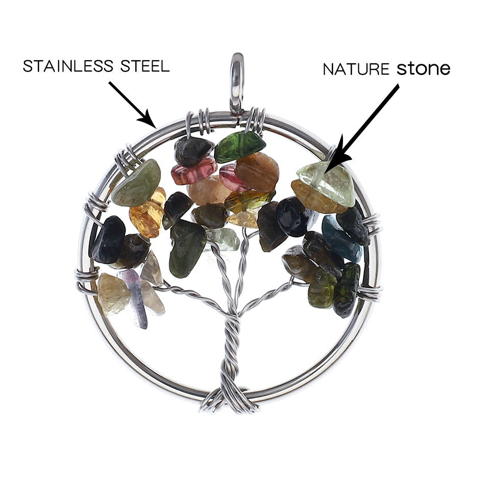 Natural Stone Crystal Life Tree Pendant