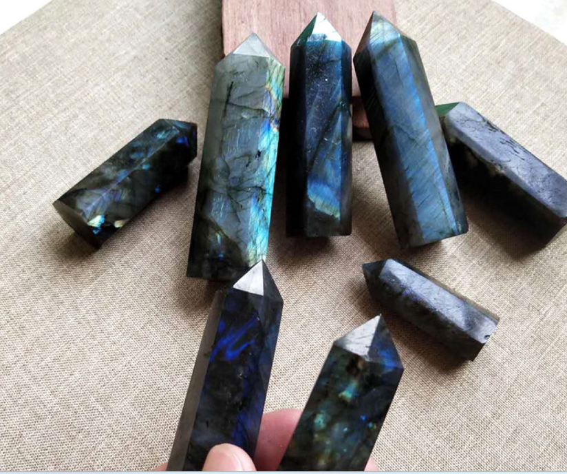 Natural Moonlight Labradorite Hexagonal Crystal Column