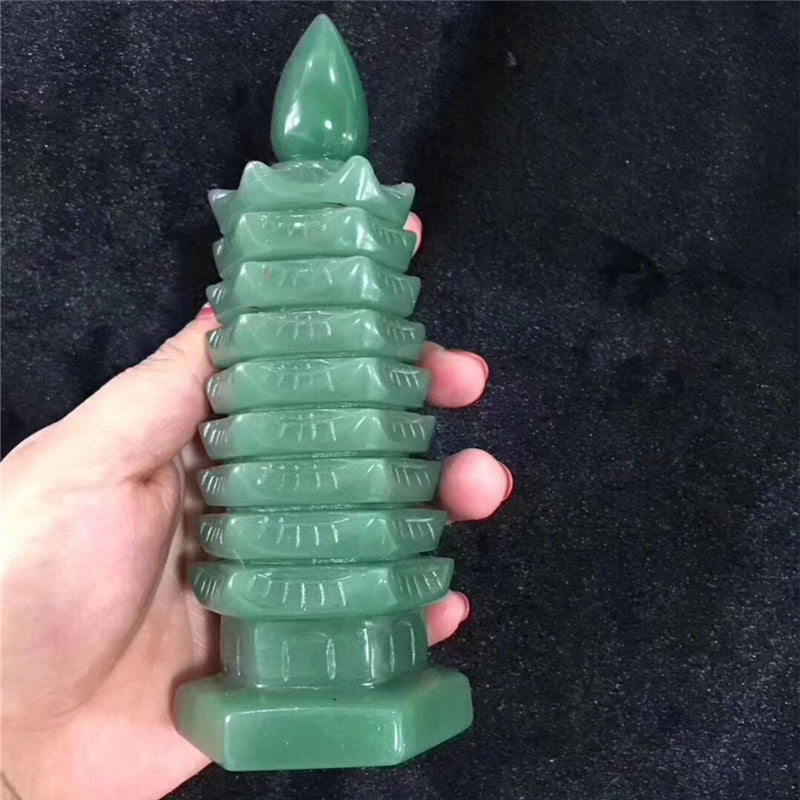 Natural Aventurine Jade Wenchang Pagoda Ornament