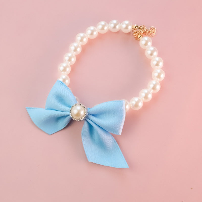 Vintage Pearl Bow Pet Collar
