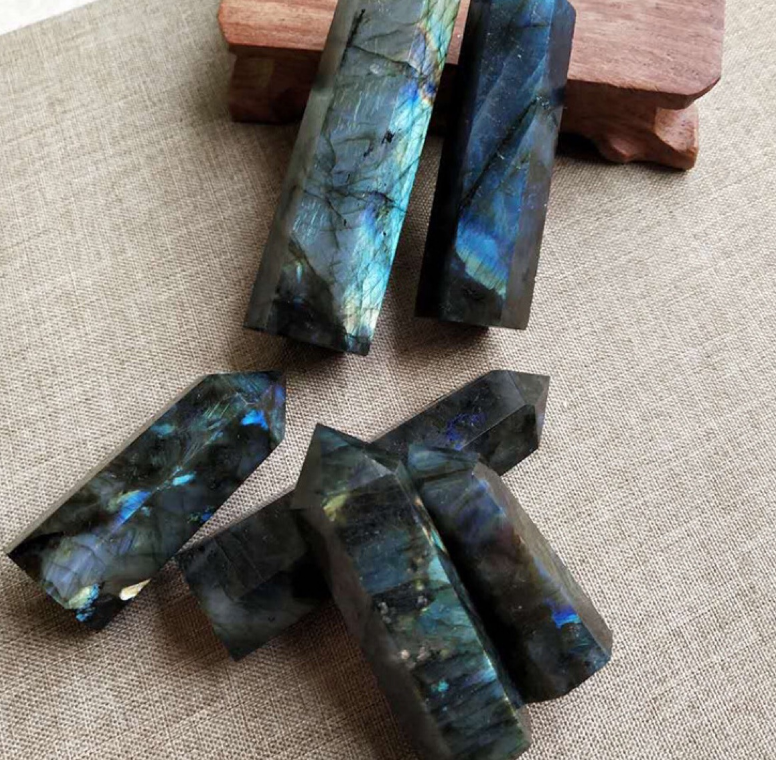 Natural Moonlight Labradorite Hexagonal Crystal Column