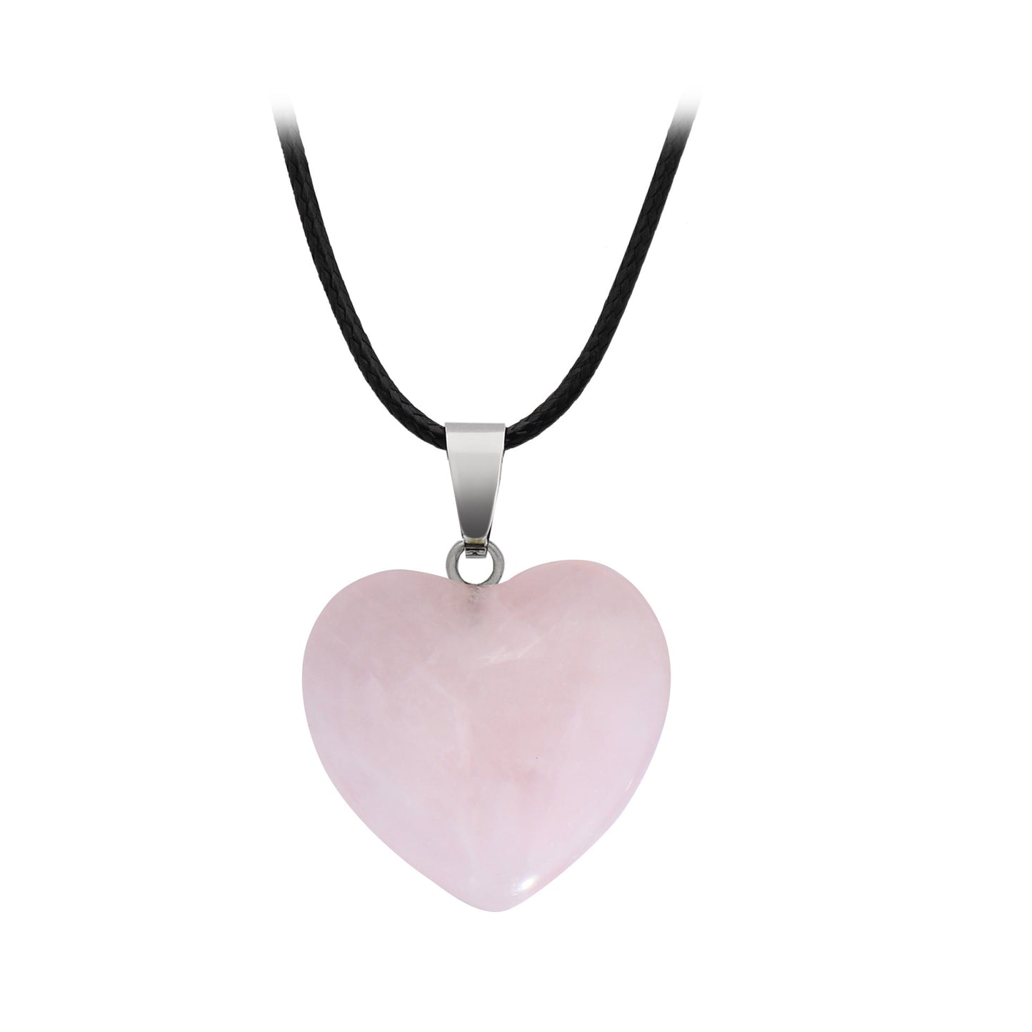 Hand-carved Love Heart Shaped Rough Stone Peach Heart Crystal Necklace