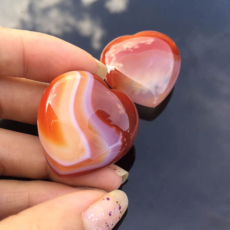 Natural Striped Onyx Stone Heart Pendant