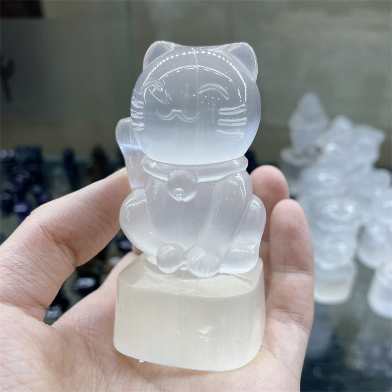 Fashion Personality Lucky Cat Rough Polished Crystal