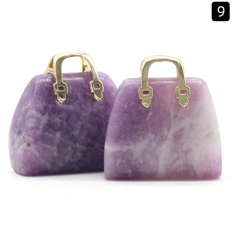 Natural Crystal Stone Mini Tote Bag Amethyst Pendant