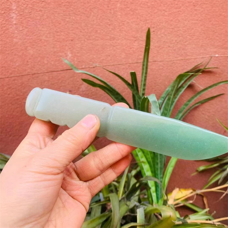 Natural Green Aventurine Dagger Carved Crystal Ornaments