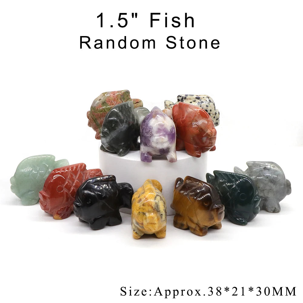 12pc/ Set Mix Natural Random Crystals and Stones Animals